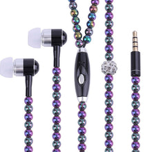 Load image into Gallery viewer, Necklace Earphone In-Ear Pink Rhinestone