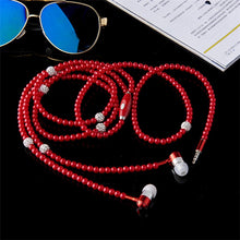Load image into Gallery viewer, Necklace Earphone In-Ear Pink Rhinestone