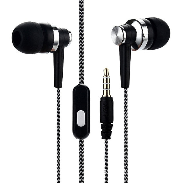 1pcs In-ear Braided Wiring Cord Subwoofer Eardphone